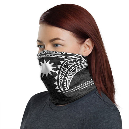 Nauru Neck Gaiter - Tribal Pattern White