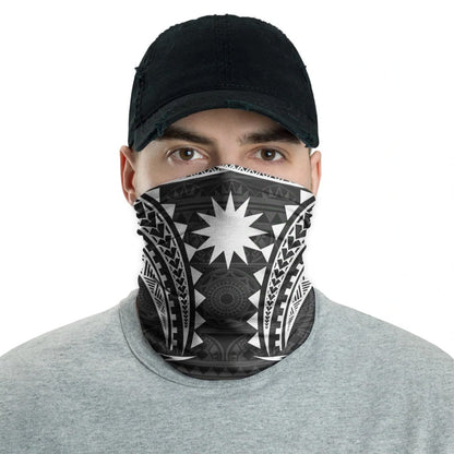 Nauru Neck Gaiter - Tribal Pattern White