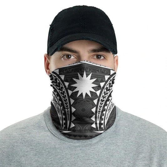 Nauru Neck Gaiter - Tribal Pattern White