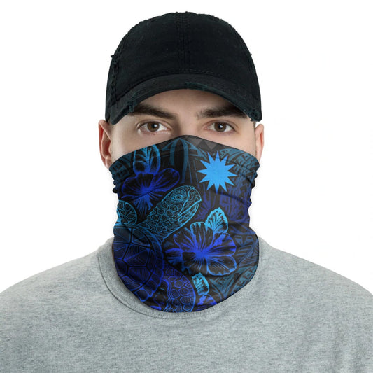 Nauru Neck Gaiter - Turtle Hibiscus Blue