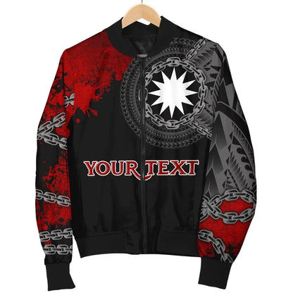 Nauru Polynesian Personalised Bomber Jacket - Polynesian Chain Style