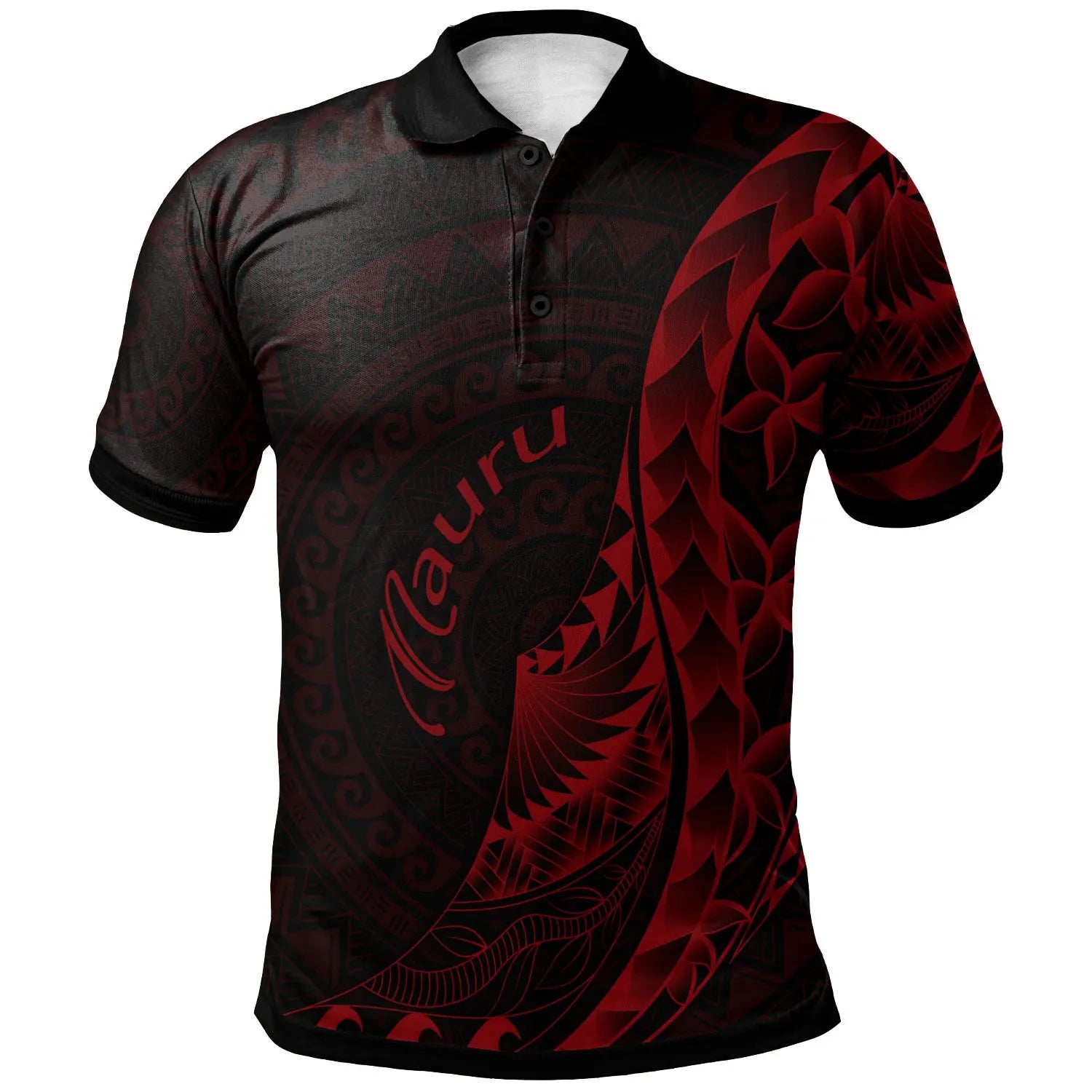 Nauru Polo Shirt - Polynesian Pattern Style Red Color