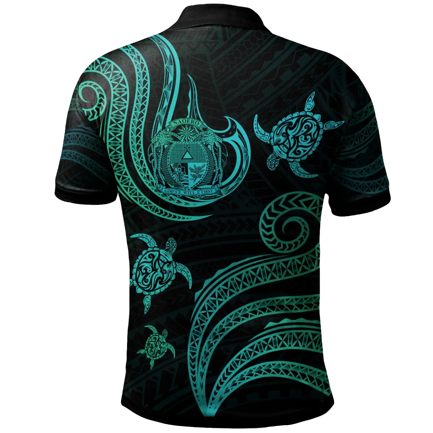Nauru Polo Shirt - Polynesian Turtle With Pattern