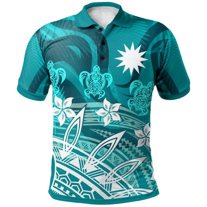 Nauru Polo Shirt - Turtle Around Flower