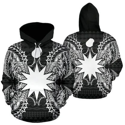 Nauru Polynesian All Over Hoodie Map Black