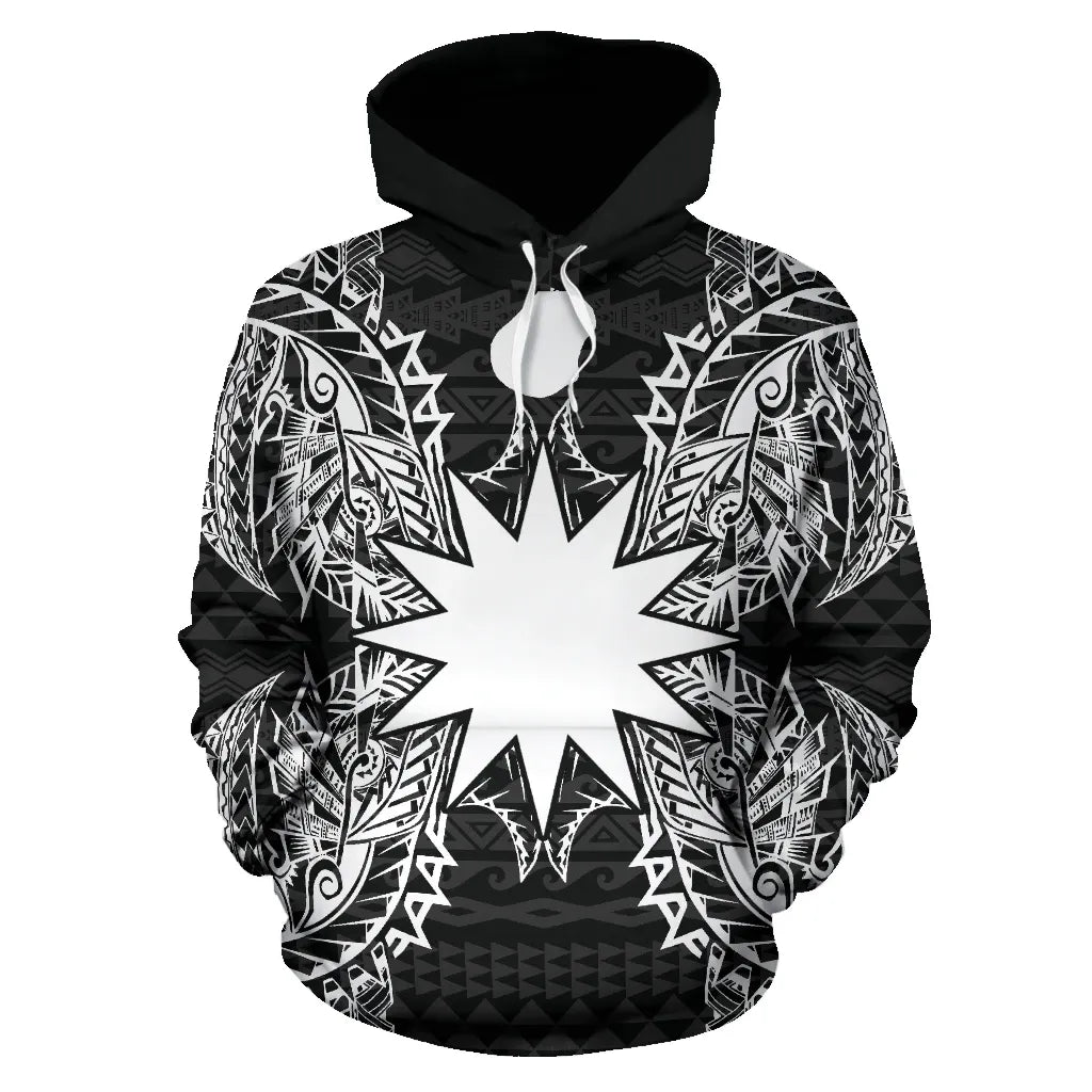 Nauru Polynesian All Over Hoodie Map Black