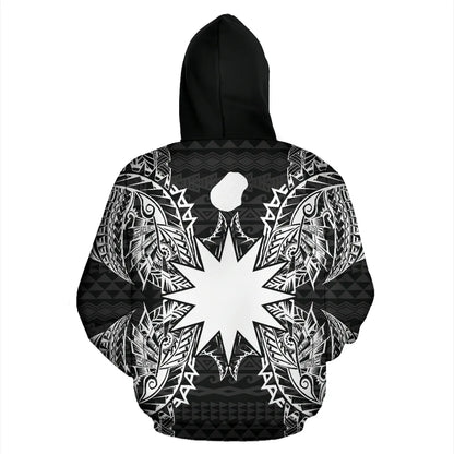 Nauru Polynesian All Over Hoodie Map Black