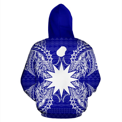 Nauru Polynesian All Over Hoodie Map Blue