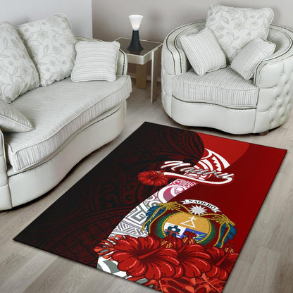 Nauru Polynesian Area Rug - Coat Of Arm With Hibiscus