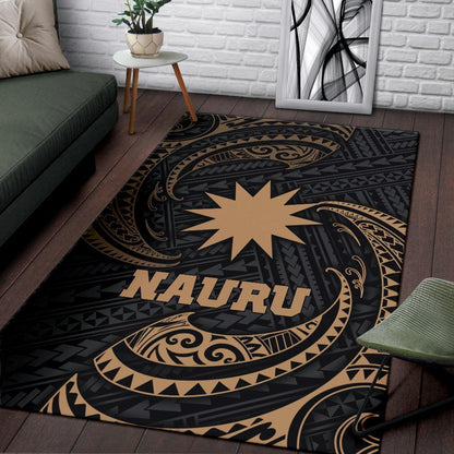 Nauru Polynesian Area Rug - Gold Tribal Wave