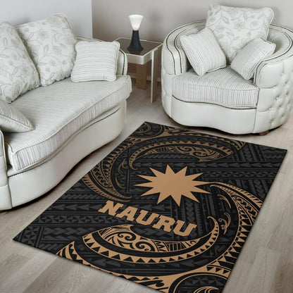 Nauru Polynesian Area Rug - Gold Tribal Wave