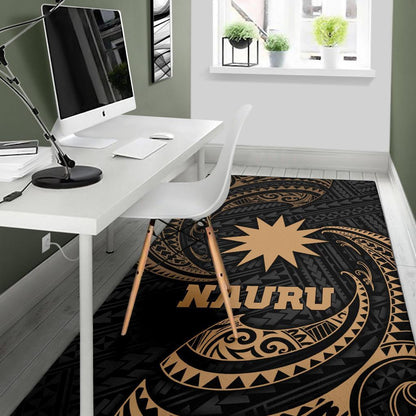 Nauru Polynesian Area Rug - Gold Tribal Wave