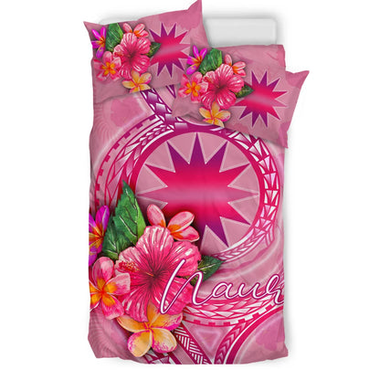 Nauru Polynesian Bedding Set - Floral With Seal Pink