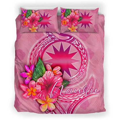 Nauru Polynesian Bedding Set - Floral With Seal Pink