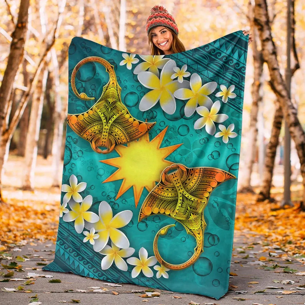 Nauru Polynesian Blanket - Manta Ray Ocean