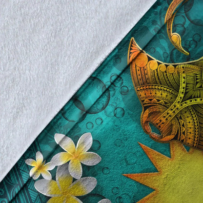 Nauru Polynesian Blanket - Manta Ray Ocean