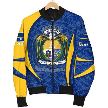 Nauru Polynesian Bomber Jacket - Nauru Spirit (Blue)