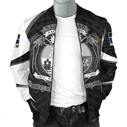 Nauru Polynesian Bomber Jacket - Nauru Spirit (White)