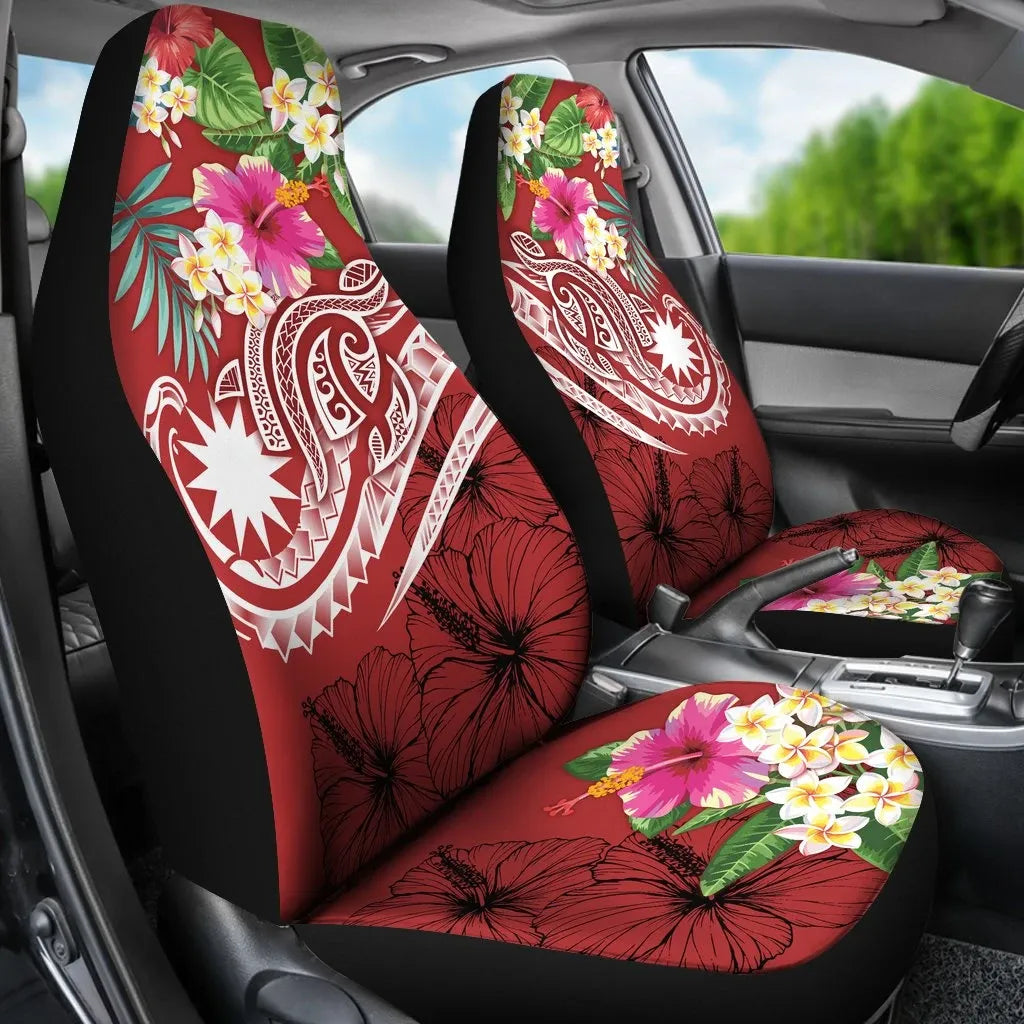 Nauru Polynesian Car Seat Covers - Summer Plumeria (Red)