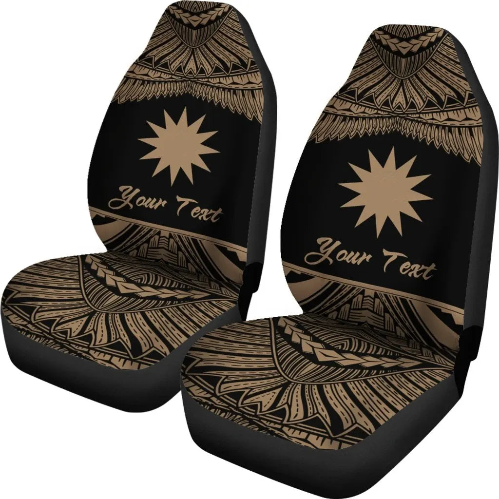 Nauru Polynesian Custom Personalised Peisonalised Car Seat Covers - Pride Gold Version