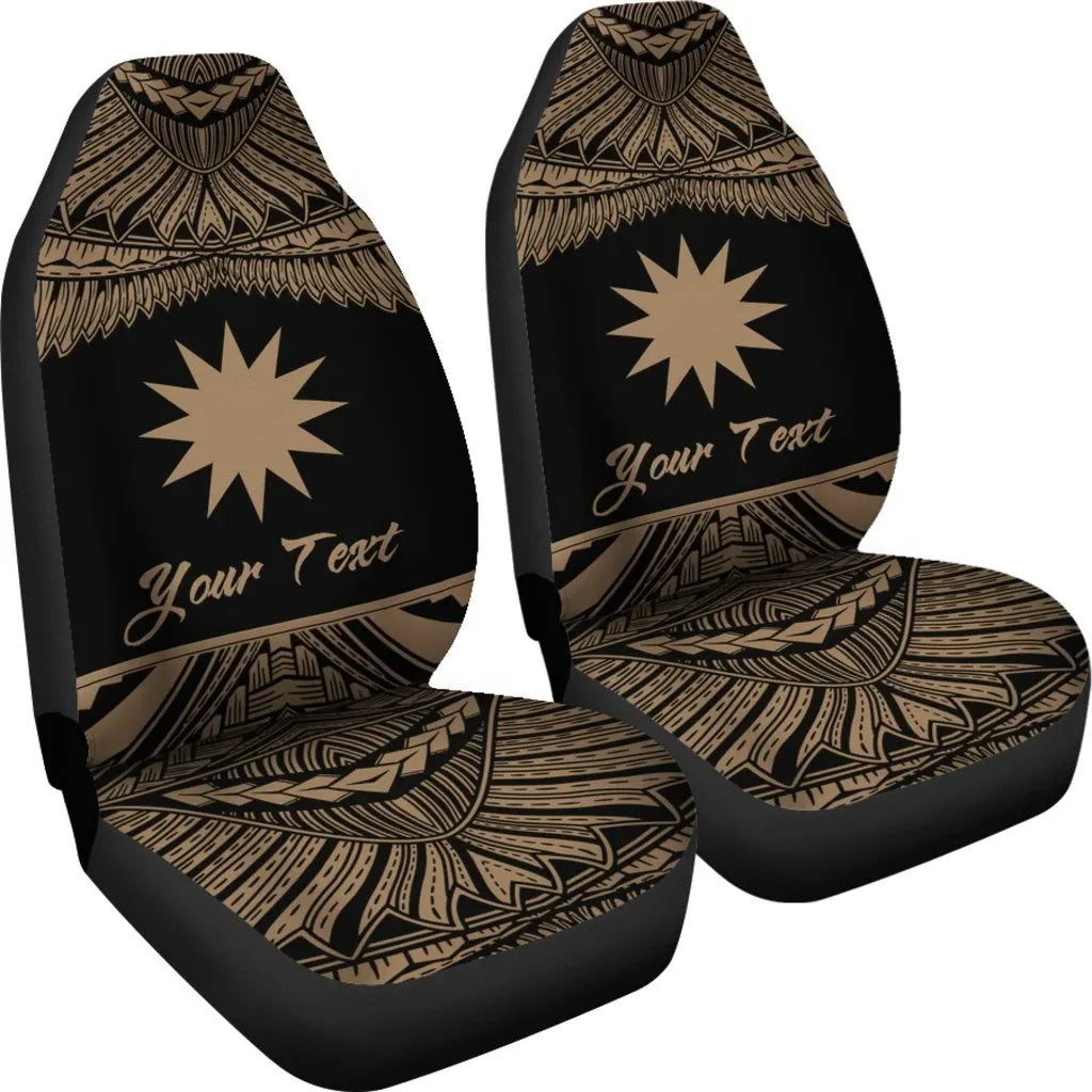 Nauru Polynesian Custom Personalised Peisonalised Car Seat Covers - Pride Gold Version