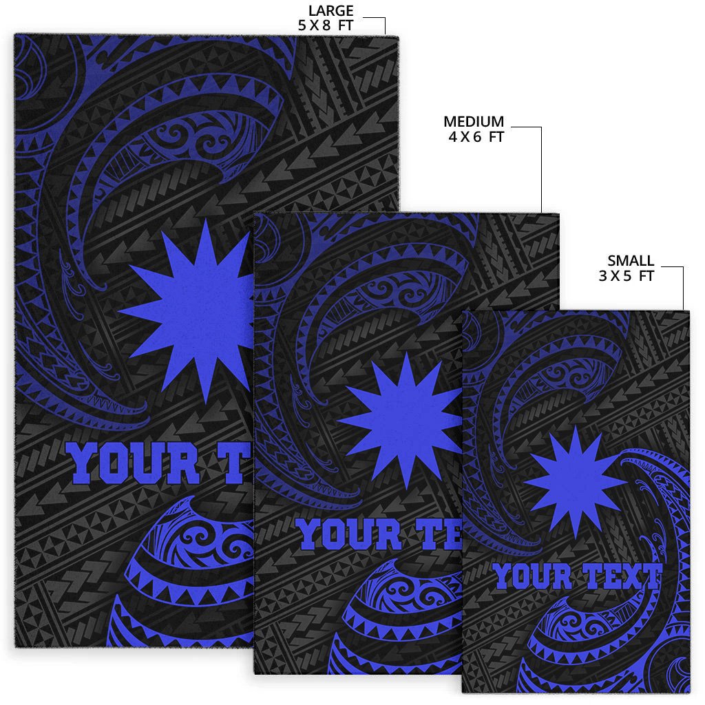 Nauru Polynesian Custom Personalised Area Rug - Blue Tribal Wave