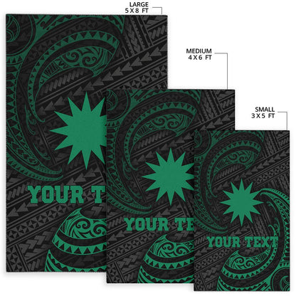 Nauru Polynesian Custom Personalised Area Rug - Green Tribal Wave