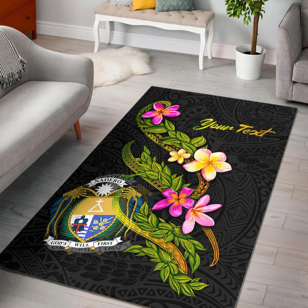 Nauru Polynesian Custom Personalised Area Rug - Plumeria Tribal