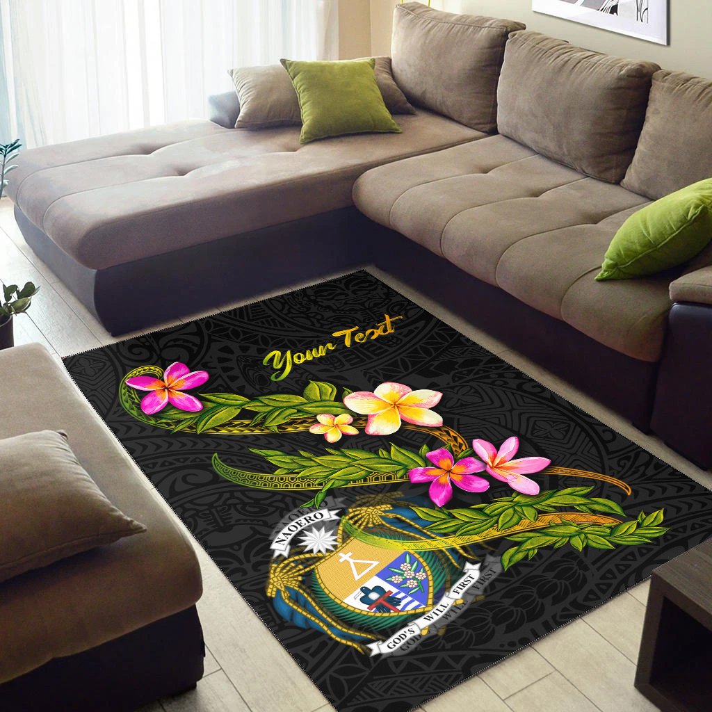 Nauru Polynesian Custom Personalised Area Rug - Plumeria Tribal