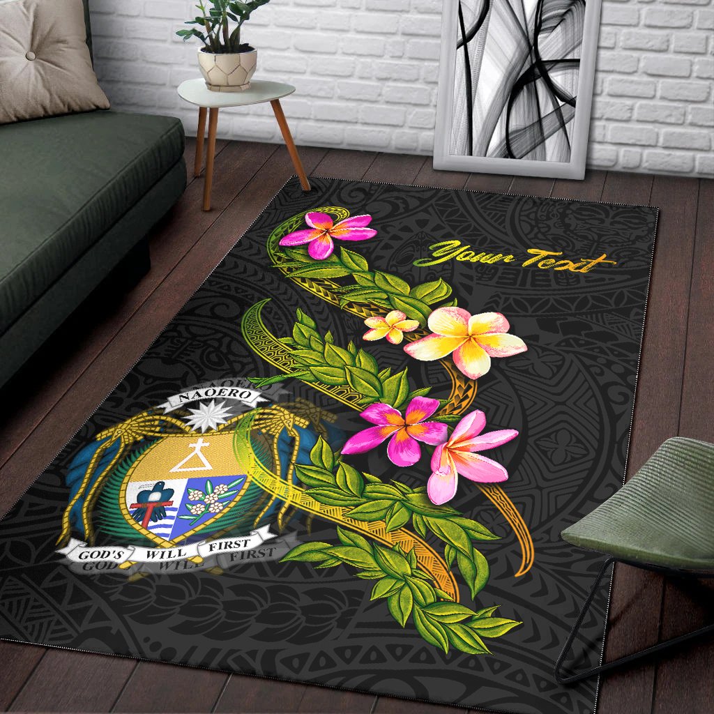 Nauru Polynesian Custom Personalised Area Rug - Plumeria Tribal