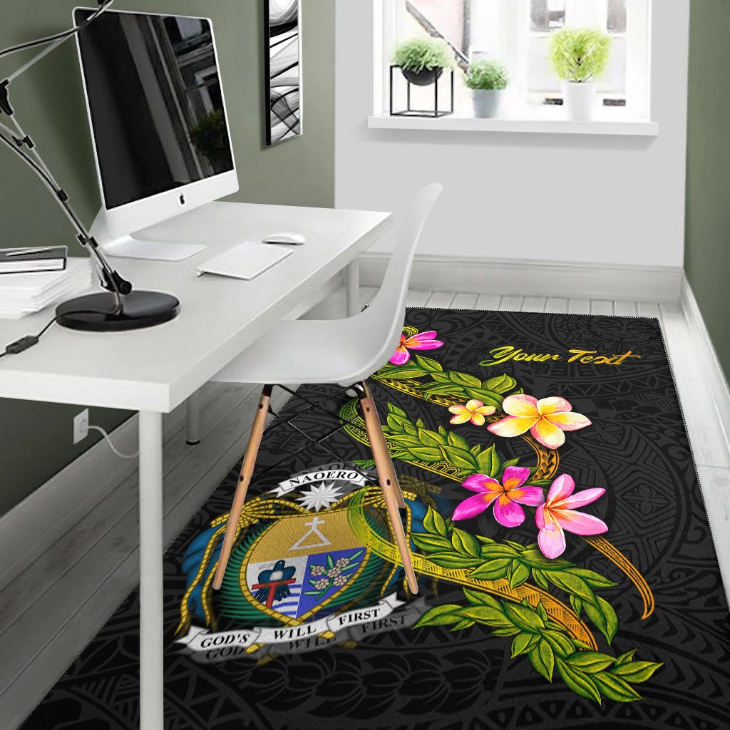 Nauru Polynesian Custom Personalised Area Rug - Plumeria Tribal