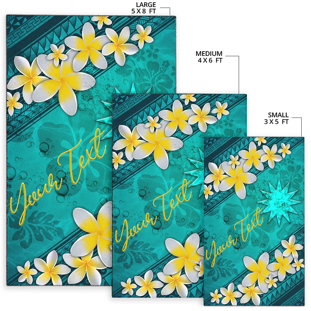 Nauru Polynesian Custom Personalised Area Rug - Plumeria With Blue Ocean