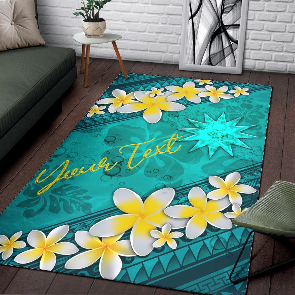 Nauru Polynesian Custom Personalised Area Rug - Plumeria With Blue Ocean