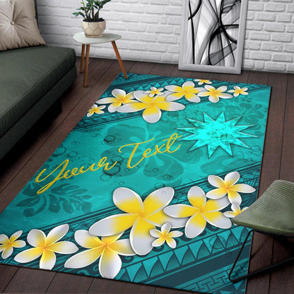 Nauru Polynesian Custom Personalised Area Rug - Plumeria With Blue Ocean