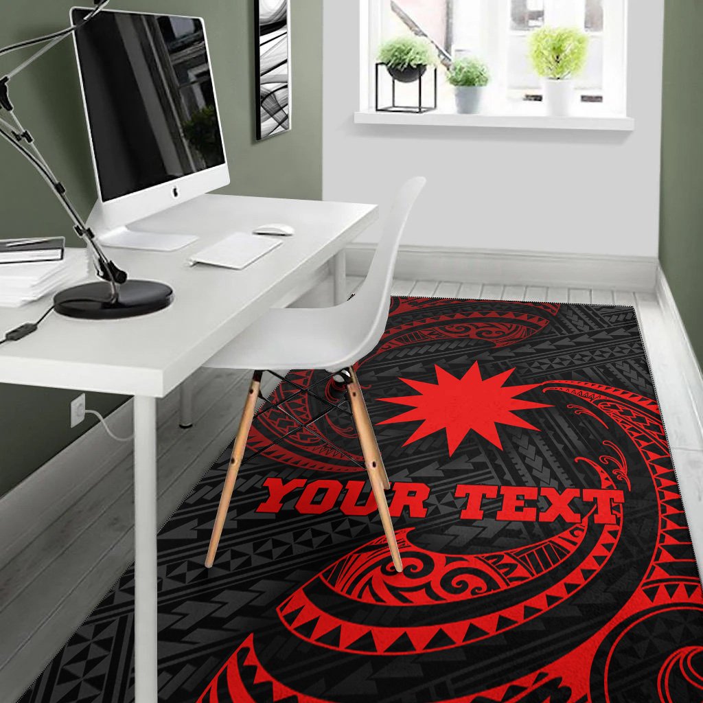 Nauru Polynesian Custom Personalised Area Rug - Red Tribal Wave