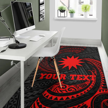 Nauru Polynesian Custom Personalised Area Rug - Red Tribal Wave
