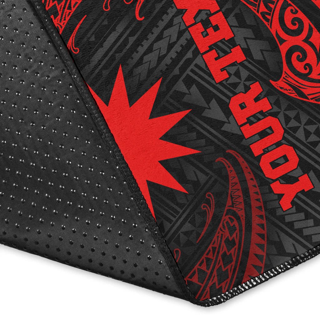 Nauru Polynesian Custom Personalised Area Rug - Red Tribal Wave