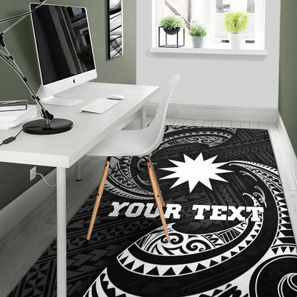 Nauru Polynesian Custom Personalised Area Rug - White Tribal Wave