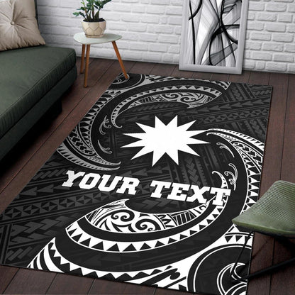 Nauru Polynesian Custom Personalised Area Rug - White Tribal Wave