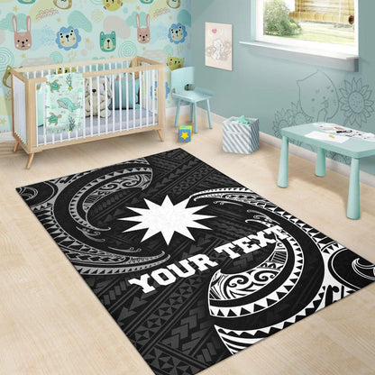 Nauru Polynesian Custom Personalised Area Rug - White Tribal Wave