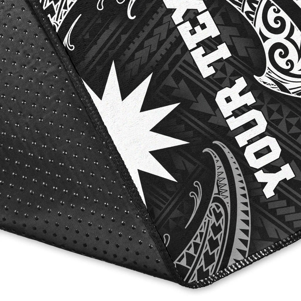 Nauru Polynesian Custom Personalised Area Rug - White Tribal Wave