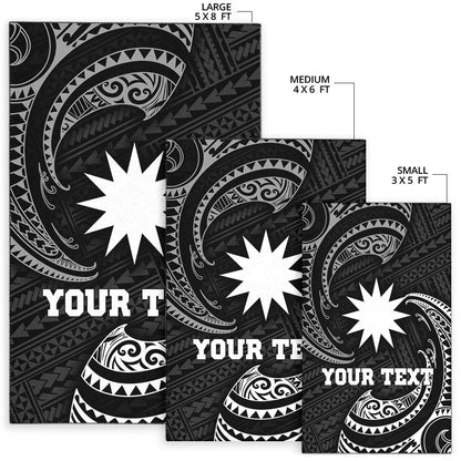 Nauru Polynesian Custom Personalised Area Rug - White Tribal Wave