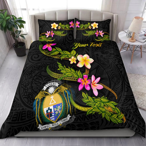 Nauru Polynesian Custom Personalised Bedding Set - Plumeria Tribal