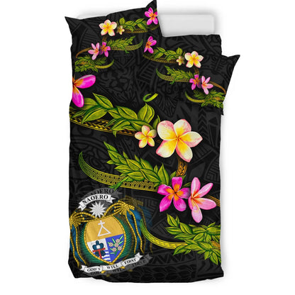 Nauru Polynesian Custom Personalised Bedding Set - Plumeria Tribal