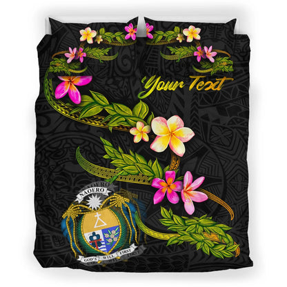 Nauru Polynesian Custom Personalised Bedding Set - Plumeria Tribal
