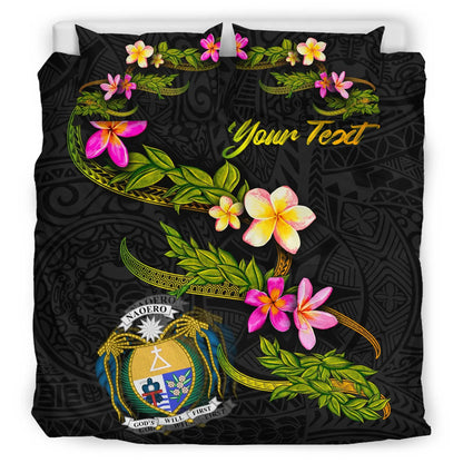 Nauru Polynesian Custom Personalised Bedding Set - Plumeria Tribal