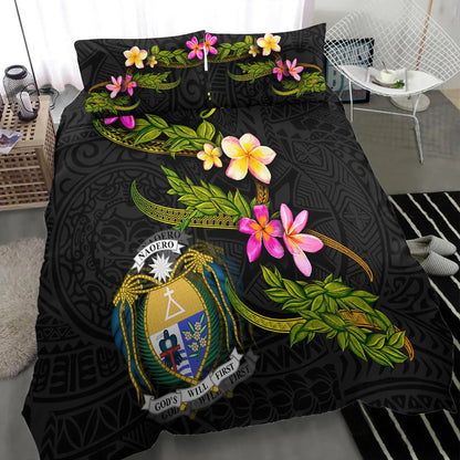 Nauru Polynesian Custom Personalised Bedding Set - Plumeria Tribal