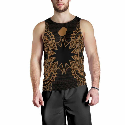 Nauru Polynesian Men Tank Top Map Gold