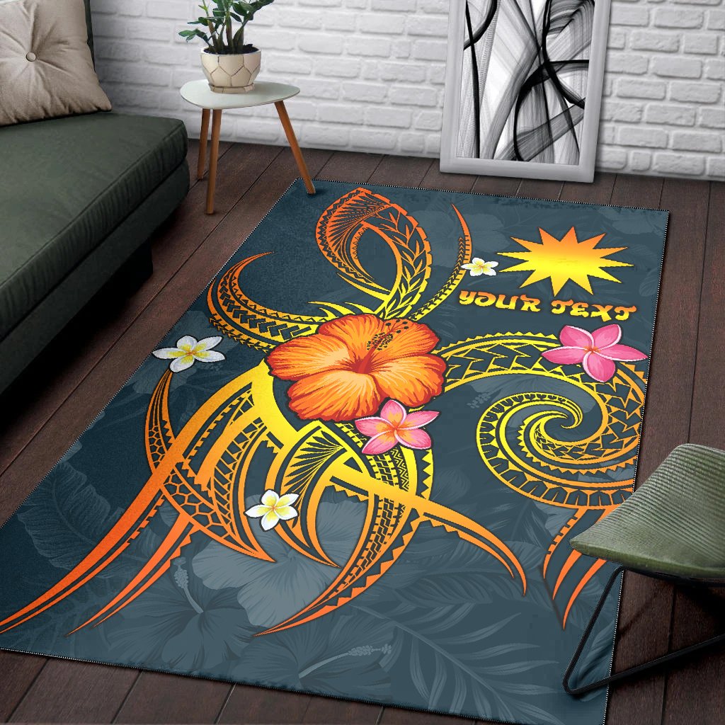 Nauru Polynesian Personalised Area Rug - Legend of Nauru (Blue)