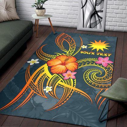 Nauru Polynesian Personalised Area Rug - Legend of Nauru (Blue)